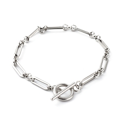 Stainless Steel Color Tarnish Resistant 304 Stainless Steel Figaro Chain Bracelets, Stainless Steel Color, 7-1/2 inch(19.2cm)
