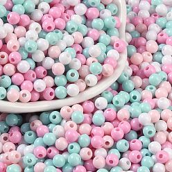 Pink Непрозрачные акриловые бусины, круглые, розовые, 4 мм, отверстие : 1.2 мм