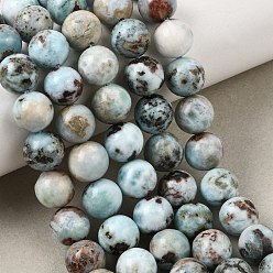 Larimar Natural Larimar Beads Strands, Smooth Round, 10mm, Hole: 1mm, about 40pcs/strand, 15.35''(39cm)