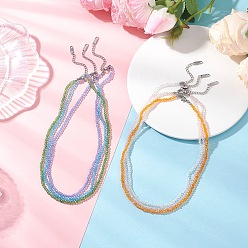 (52) Непрозрачная лаванда 6 шт. 6 цветные стеклянные граненые бусины-рондели с 304 цепочками на концах из нержавеющей стали, цвет нержавеющей стали, разноцветные, 15.00 дюйм (38.1 см), 1 шт / цвет