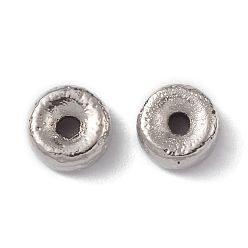 Платина Стойки обшивки латунные бусины, плоско-круглые, без кадмия и без свинца, долговечный, платина, 6.5x3 мм, отверстие : 1.4 мм