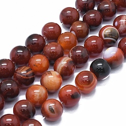 Седло Коричневый Природный агат бисер нитей, окрашенная и подогревом, круглые, седло коричневый, 14 мм, отверстие : 2~2.5 мм, около 29~30 шт / нитка, 15.1 дюйм ~ 15.5 дюйм (38.5~39.5 см)