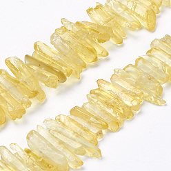 Light Khaki Natural Quartz Crystal Points Beads Strands, Dyed, Nuggets, Light Khaki, 15~30x4~8x4~7mm, Hole: 1mm, 8 inch