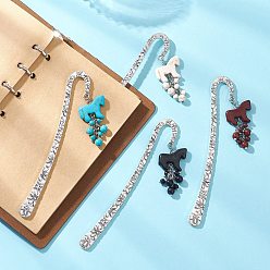 (52) Непрозрачная лаванда Закладка из синтетической бирюзы, лошадь, закладка крючком из сплава, разноцветные, 123x19x2.5 мм