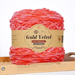 Оранжево-Красный Пряжа из шерсти и бархата, для ткачества, вязание крючком, оранжево-красный, 0.6 мм, 245м/моток