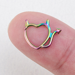 Rainbow Color 316l хирургические кольца для носа из нержавеющей стали, хрящевые серьги, злое сердце, Радуга цветов, внутренний диаметр: 8 мм, штифты : 0.8 мм
