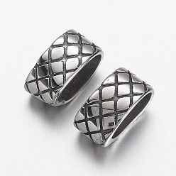 Antique Silver 304 Stainless Steel Slide Charms, Oval, Antique Silver, 12.5x7x6.5mm, Hole: 6.5x9mm