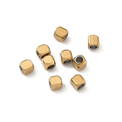 Настоящее золото 18K 304 из нержавеющей стали бусы, кубические, ионное покрытие (ip), долговечный, стойки покрытие, реальный 18 k позолоченный, 2x2x2 мм, отверстие : 1 мм