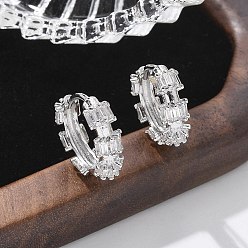 Платина Серьги-кольца из латуни и стекла, кольцо, платина, 16.5x16.5x4.5 мм