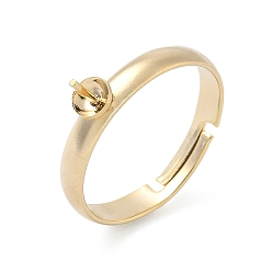 Настоящее золото 24K Регулируемые латунные колышки-штифты для полусверленных бусин, пустое основание кольца, стойки покрытие, долговечный, без свинца и без кадмия, реальный 24 k позолоченный, размер США 7 1/4 (17.5 мм), лоток : 4 мм, штифты : 0.8 мм