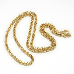 Золотой Модный унисекс 201 из нержавеющей стали крест Роло цепи ожерелья, с карабин-лобстерами , золотые, 21.65 дюйм (55 см)