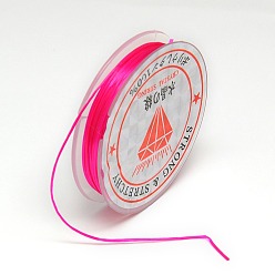 Deep Pink Flat Elastic Crystal String, String Cord Crystal Threads, Deep Pink, 0.8mm, about 10.93 yards(10m)/roll