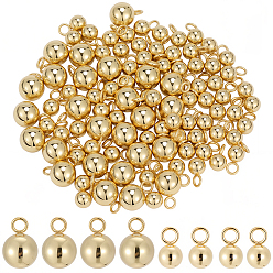 Real 18K Gold Plated 100Pcs 201 Stainless Steel Charms, Ball Charm, Real 18K Gold Plated, 7~9x4~6mm, Hole: 1.6~1.8mm