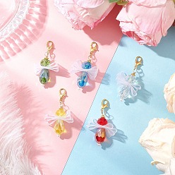 (52) Непрозрачная лаванда 5шт. подвесные украшения из стекла и акрила в виде ангела, Сплав с застежками когтя омара, разноцветные, 47 мм
