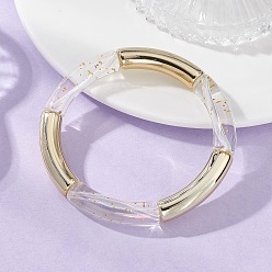 (52) Непрозрачная лаванда Акриловые бусины с уф-покрытием, эластичные браслеты для женщин, изогнутая трубка, разноцветные, 1/4 дюйм (0.8 см), внутренний диаметр: 2-1/8 дюйм (5.3 см)