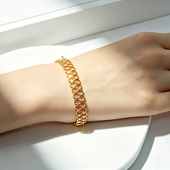 Oro Pulseras de cadena de encaje huecas de latón para mujer, dorado, 5.51 pulgada (14 cm)