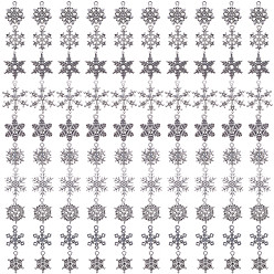 Antique Silver Tibetan Style Pendants, Christmas, Snowflake, Antique Silver