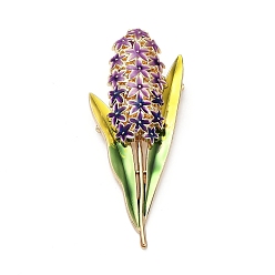 Темно-Фиолетовый Цветочные эмалевые булавки, броши из сплава для одежды рюкзака, темно-фиолетовый, 79x33 мм