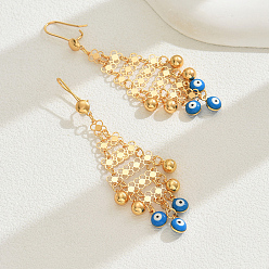 Золотой Латунные эмалевые серьги-подвески с кисточками от сглаза, золотые, 90x30 мм