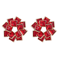 Рубин Серьги-гвоздики со сверкающими стразами, украшения из золотого сплава для женщин, рубин, 35x39 мм
