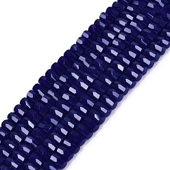 Темно-Синий Непрозрачное стекло бисер нитей, формой кости, граненые, темно-синий, 2~2.5x3.5~4x2.5~3 мм, отверстие : 0.7~0.8 мм, около 142~160 шт / нитка, 11.61~15.35 дюйм (29.5~39 см)