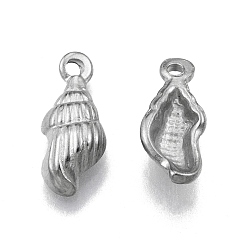 Stainless Steel Color Non-Tarnish 304 Stainless Steel Pendants, Spiral Shell Shape, Stainless Steel Color, 18x7.5x4mm, Hole: 2mm