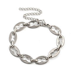 Stainless Steel Color Non-Tarnish 304 Stainless Steel Oval Link Chains Bracelets for Men & Women, Stainless Steel Color, 6-1/8 inch(15.5cm)