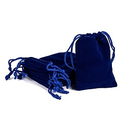 Dark Blue Rectangle Velvet Pouches, Gift Bags, Dark Blue, 9x7cm