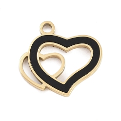 Сердце 304 нержавеющей стальной эмали подвески, золотые, сердце прелести, 15x17x1.7 мм, отверстие : 1.8 мм