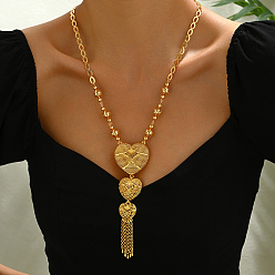 Настоящее золото 18K Модные винтажные латунные подвески в форме полого сердца для женщин, реальный 18 k позолоченный, 23.23 дюйм (59 см)