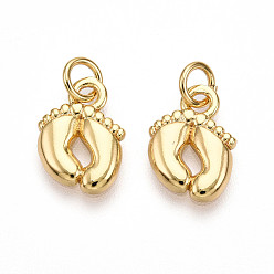 Настоящее золото 18K Латунь прелести, нога, с целью перехода в кольце, без кадмия и без свинца, реальный 18 k позолоченный, 12.5x9x1.5 мм, отверстие : 3.5 мм