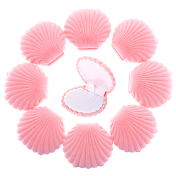 Pink Velvet Necklace Boxes, Shell Shape, Jewelry Box for Girls, Gift Box, Pink, 5.3x5.85x2.9cm