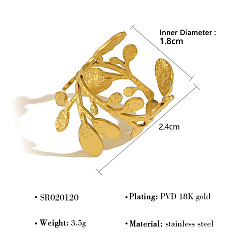 Золотой 304 из нержавеющей стали манжеты кольца, лист, золотые, 18~24 мм, внутренний диаметр: 18 мм