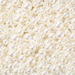 Кремово-белый 1460 шт 6 стили имитация жемчуга акриловые бусины, окрашенные, круглые, кремово-белые, 4~14x3.5~13.5 мм, отверстие : 1~2.7 мм