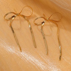 Золотой 304 из нержавеющей стали серьги, бантом, золотые, 65.4x34 мм