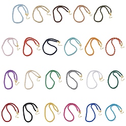 (52) Непрозрачная лаванда 5мм нейлоновый витой шнур для изготовления ожерелий, с латунными наконечниками и 304 карабинами из нержавеющей стали, долговечный, стойки покрытие, золотые, разноцветные, 17.72~18.90 дюйм (45~48 см)