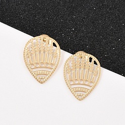 Настоящее золото 18K 304 серьги-гвоздики-капли из нержавеющей стали, ионное покрытие (ip), реальный 18 k позолоченный, 19x14 мм