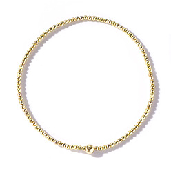 Золотой Роскошные латунные круглые бусины эластичные браслеты для мужчин и женщин, внутренний диаметр: 6-7/8 дюйм (17.5 см)