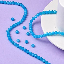 Небесно-голубой Природный нефрит машан бусины нитки, окрашенные, круглые, голубой, 6 мм, отверстие : 1 мм, около 66 шт / нитка, 16 дюйм