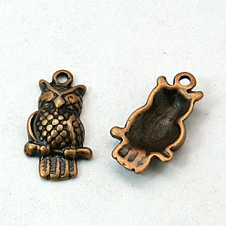 Красная Медь Сплавочные подвески тибетского стиля, без кадмия, без никеля и без свинца, сова, для Хэллоуина, Красная медь, 22x12x4.5 мм, отверстие : 2 мм