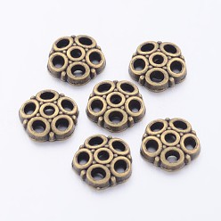 Античная Бронза Тибетском стиле сплав шарик крышки, цветок, без свинца и без кадмия, античная бронза, 8x2 мм, отверстие : 1.5 мм