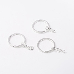 Silver Iron Split Key Rings, Silver, 30x2mm, Inner Diameter: 25mm