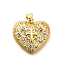 Настоящее золото 18K Стойка металлическая латунная микропрофилированная кубическая циркония подвески, долговечный, без свинца и без кадмия, сердце прелести, реальный 18 k позолоченный, 21x22x5 мм, отверстие : 5x3 мм