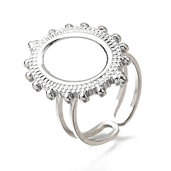 Нержавеющая Сталь Цвет Устойчивы к потускнению 304 фурнитура для манжетного кольца из нержавеющей стали, настройка кольца безеля с овальным лотком, цвет нержавеющей стали, лоток : 14x10 мм, внутренний диаметр: 17 мм, широк: 24 мм