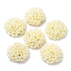 Лимонный шифон Стеклянные кабошоны из бисера, кассетные шарики, с золотыми позолоченными перфорированными дисками, полукруглый, лимонный шифон, 19.5x9 мм