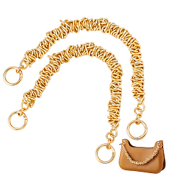 Золотой Ручки для сумок из цинкового сплава с витыми кольцами, с застежками, золотые, 340~355x16 мм