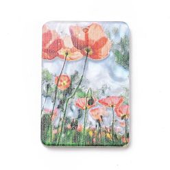 Rectangle Акриловые подвески, 3 d распечатано, цветочным узором, прямоугольник, 35.5x24.5x5.5 мм, отверстие : 1.8 мм