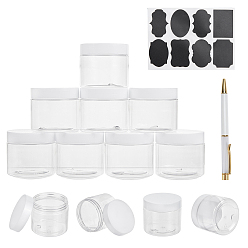 White Transparent PET Plastic Bead Containers, with Plastic Empty Tube Floating Pens, Chalkboard Sticker Labels, White, 7.1x6.25cm, Capacity: 150ml(5.07 fl. oz), 12pcs