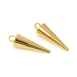 Золотой 304 подвески из нержавеющей стали, шип / конус, золотые, 18x5.4 мм, отверстие : 2 мм