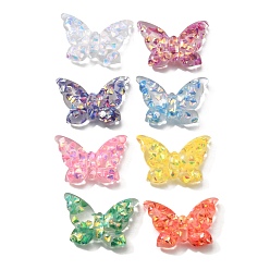 (52) Непрозрачная лаванда Прозрачные смолы кабошоны, бабочка, с блестка, разноцветные, 20x31x6 мм